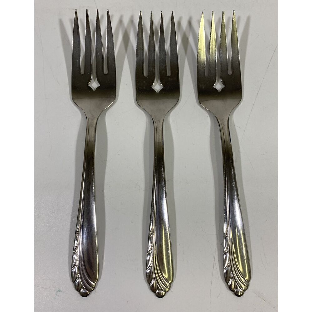 3 Oneida HEART OF SWEDEN Stainless Oneidacraft Deluxe Salad Forks Flatware‎